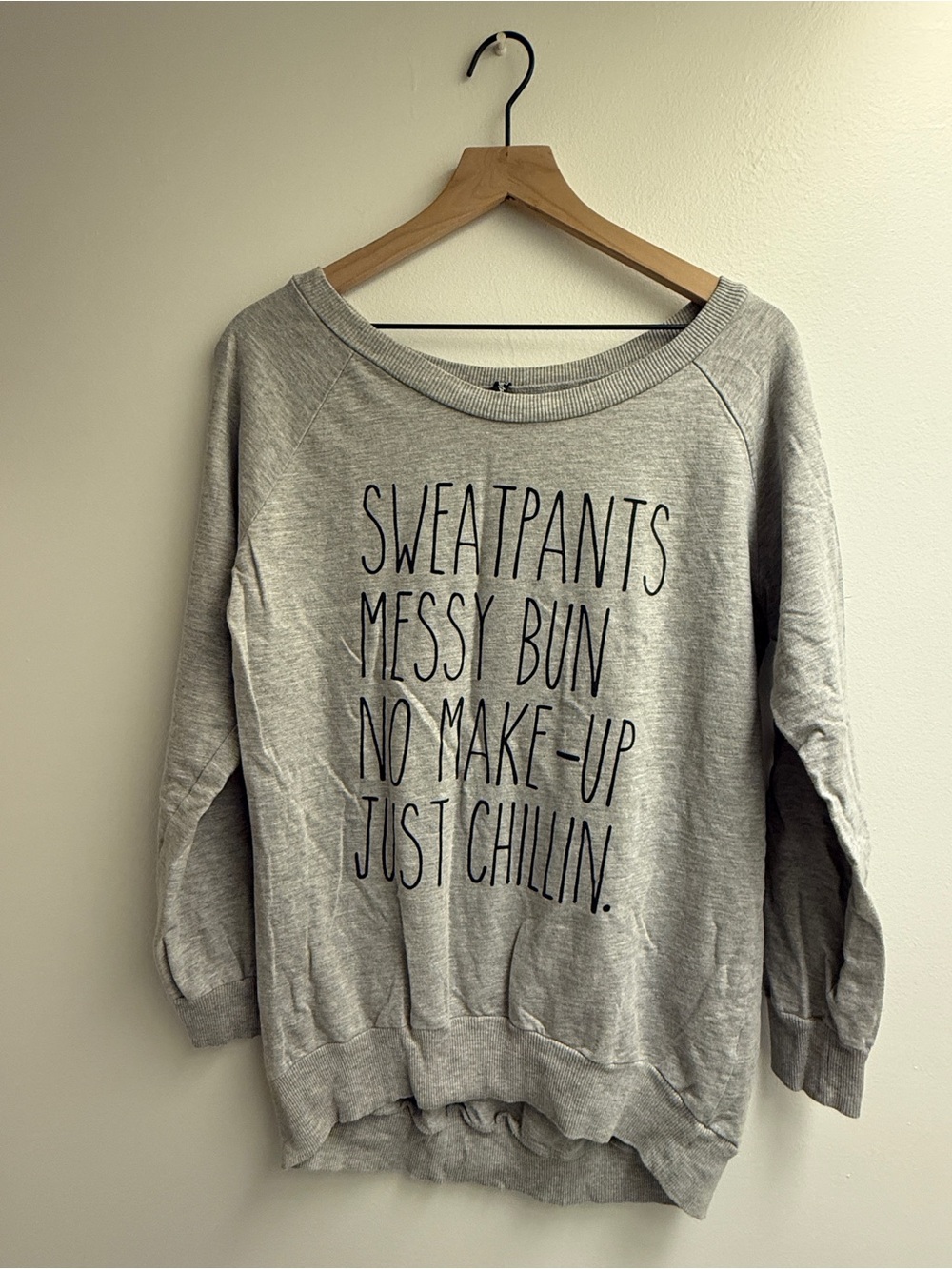 Lazy Days Graphic Sweatshirt - 'Sweatpants Messy Bun' - Size Large